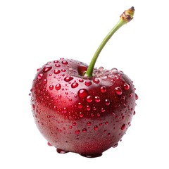 Cherry isolated on white background, Natural Plump Red Cherries with Green Stems and Glossy Skin Juicy Fresh Fruit Art for Kitchen and Dining Room Walls Perfect for Organic and Healthy Living Decor