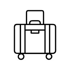 Outline travel suitcase baggage vector icon for vacation trip luggage tourism and business travel bag design