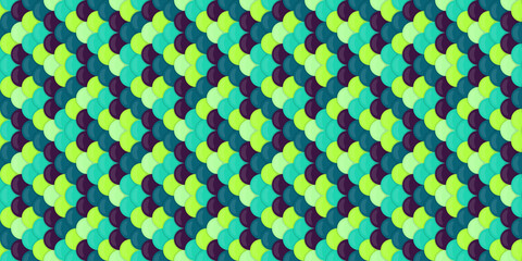 Vibrant abstract pattern with overlapping teal, lime, and purple circles creating a dynamic, textured effect. Ideal for backgrounds, textiles, website design, and modern branding.