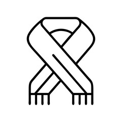 Winter scarf outline icon vector design, fashion accessory for cold weather and winter season, apparel item