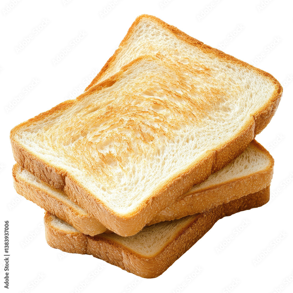 Poster sliced toast bread stacked on a transparent background perfect for breakfast or snacks, sliced toast