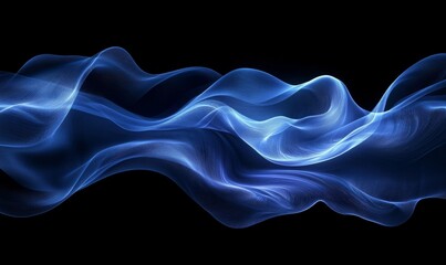 abstract flowing blue smoke on black background, symbolizing energy and movement