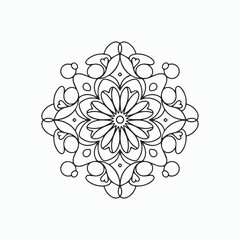 Intricate Floral Mandala Coloring Page – Printable PDF, Botanical Line Art