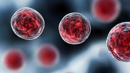 Naklejka premium Detailed Red Biological Cells On Dark Background