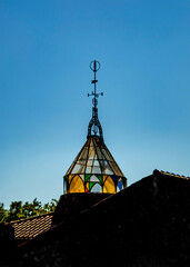 Architectural decoration of the old stained glass dome roof