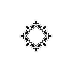 Elegant Black Floral Geometric Frame on White Background