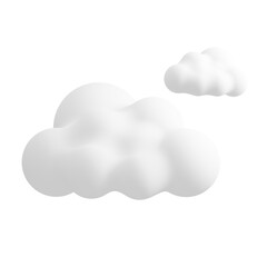Two white fluffy clouds are featured against a black background in an isolated abstract design.