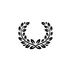 Minimalist Laurel Wreath Illustration, Victory Symbol, Black & White, Vector