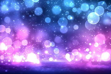 Abstract bokeh background with vibrant purple, pink, and blue lights
