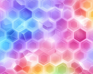 Abstract colorful hexagonal pattern background with glowing effect