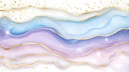Fototapeta premium Abstract pastel wave design with gold accents and glitter