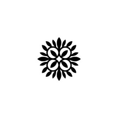 Abstract Floral Mandala Design, Black on White, Minimalist Style