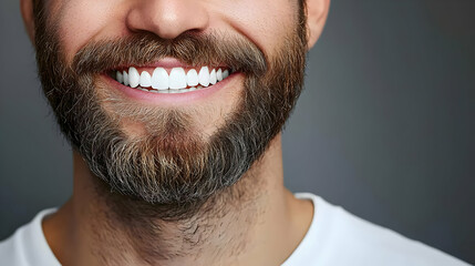 Obraz premium Close Up Portrait Of Smiling Man With Brown Beard