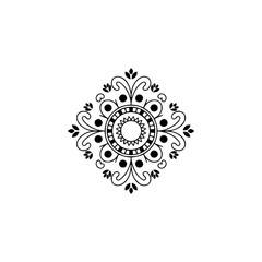 Minimalist Black Mandala Design on White Background