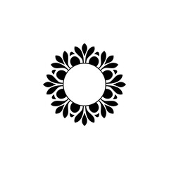 Floral Wreath Emblem - Black and White Minimalist Design