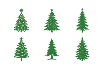 Set of cartoon Christmas trees  Vector illustration