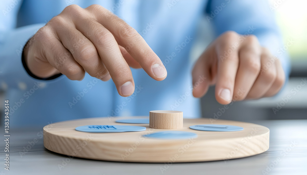 Poster close-up of hands interacting with a circular decision-making tool