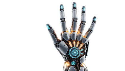 glowing robotic hand aesthetics digital flower png