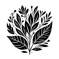 Black & White Botanical Illustration: Minimalist Leaf Motif