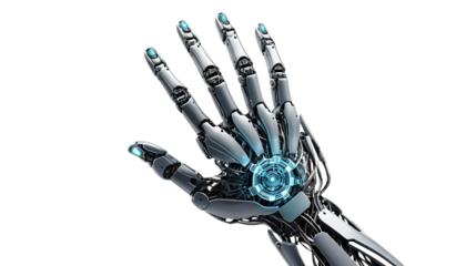 glowing robotic hand aesthetics digital flower png