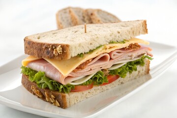 sandwich with ham and vegetables