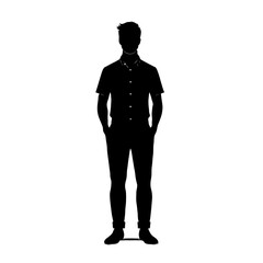 Obraz premium Vector Full Body Man Silhouette Standing Pose with Shirt and Pants
