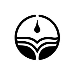 Abstract Symbol: Black & White Geometric Water Drop & River