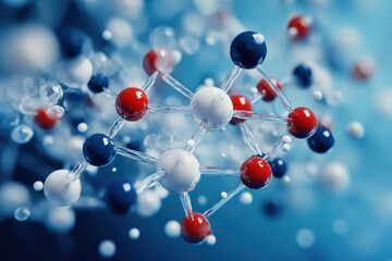 Colorful molecule structure floating in abstract scientific background