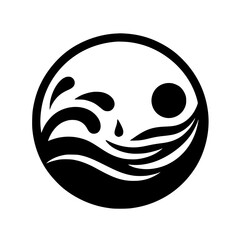 Fototapeta premium Yin Yang Water and Sun Abstract Graphic, Minimalist Design, Black and White