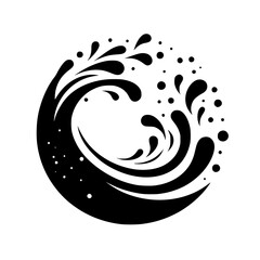 Black and White Wave Cresting: Minimalist Design Element