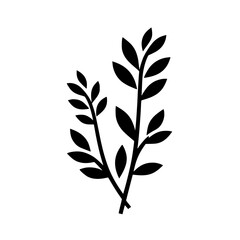 Minimalist Black Leaves Silhouette on White Background - Botanical Vector