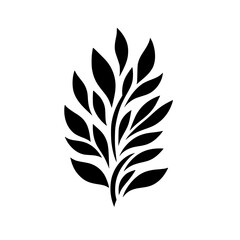 Minimalist Black & White Leaf Illustration for Design, Logo, or Pattern