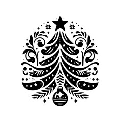 Elegant Black & White Christmas Tree Ornament