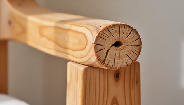Wooden chair leg with woodworm damage, home maintenance concept