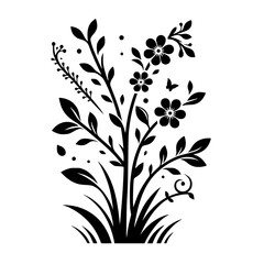 Elegant Black and White Floral Vector Design