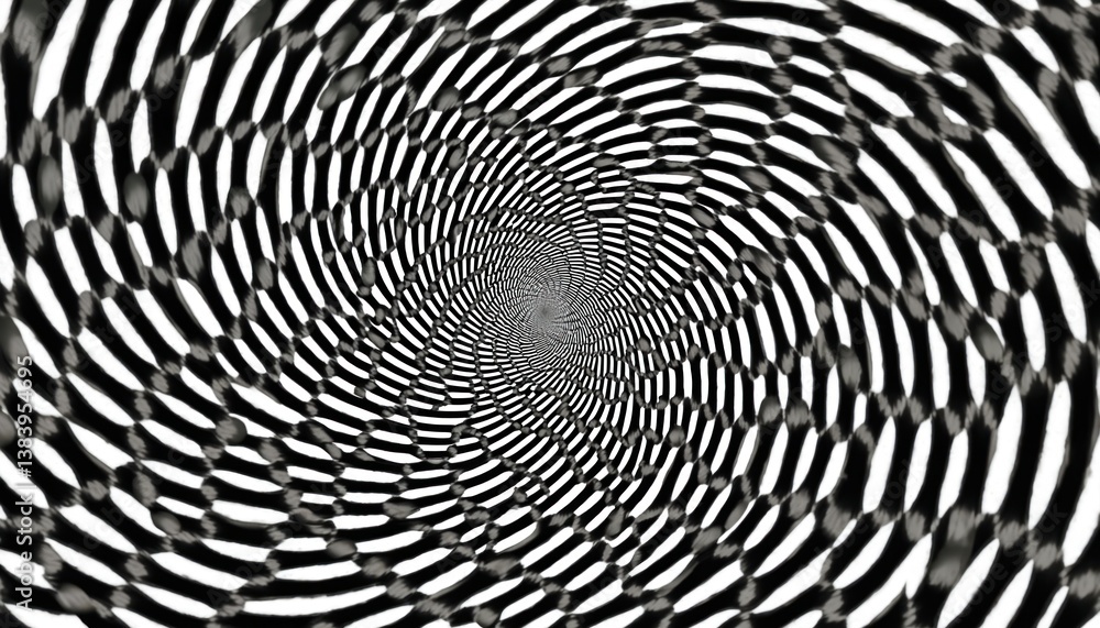 Poster abstract spiral pattern in black white colors. hypnotic visual illusion creates vortex with motion e