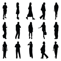 Vector collection set of individual people silhouettes.
