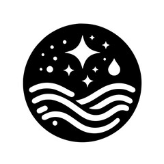 Clean & Fresh Icon: Sparkle Water, Circle Design
