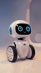Fototapeta premium Cute Robot Illustration, Cute Robot Character Design, Cute Robot with Wheels, Unique Cute Robot Art for Kids