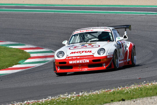 Scarperia, 5 April 2024: Porsche 993 GT2 year 1997 in action during Mugello Classic 2024 at Mugello Circuit in Italy.
