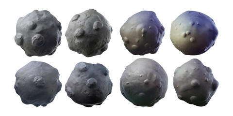 Abstract Texture of Small Spherical Objects with Irregular Surfaces, isolated on transparent background