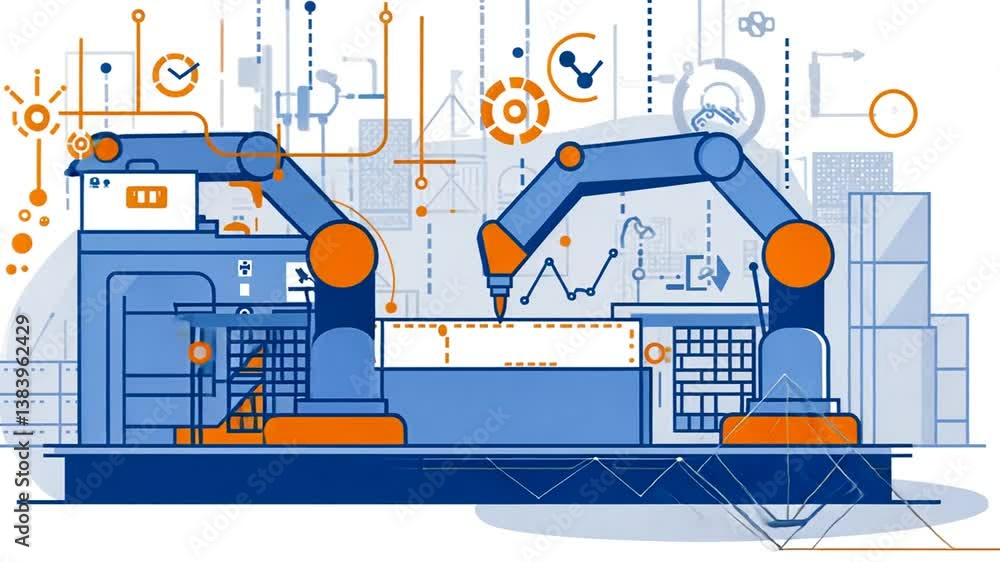 Poster robotic arm in automated factory manufacturing process generative ai