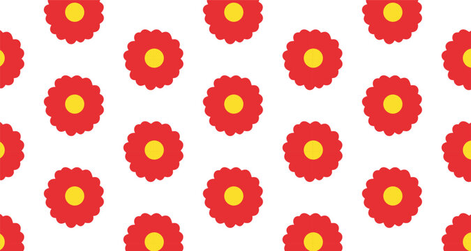 Clean Margenta colour Florals Simple Decorative Flower Pattern on White Canvas