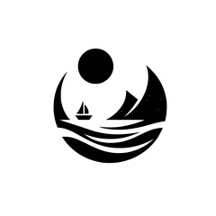 Minimalist Sailboat Sunset Silhouette - Circle Design