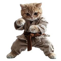 Adorable Cat in Karate Pose - A Cute Kitty Ready for Martial Arts