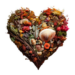Heart Made of Nature Environmental Activism Design | leaves, twigs, shells | Generative AI