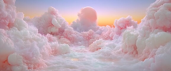 Dreamlike clouds and pastel sunset