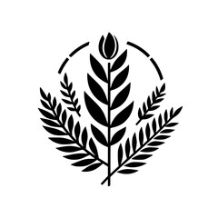 Fototapeta premium Elegant Black and White Floral Emblem, Minimalist Design