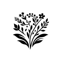 Black & White Floral Motif - Minimalist Botanical Design