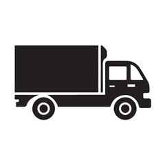 Minimalist Black Delivery Truck Icon for Shipping Transport Freight and Logistics Design
